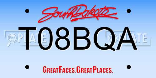 T08BQA South Dakota License Plate