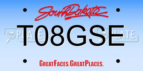 T08GSE South Dakota License Plate