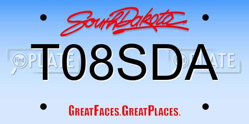 T08SDA South Dakota License Plate