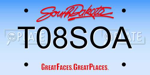 T08SOA South Dakota License Plate