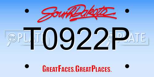 T0922P South Dakota License Plate