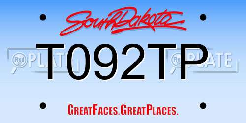 T092TP South Dakota License Plate