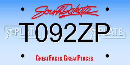 T092ZP South Dakota License Plate