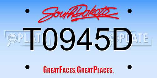 T0945D South Dakota License Plate