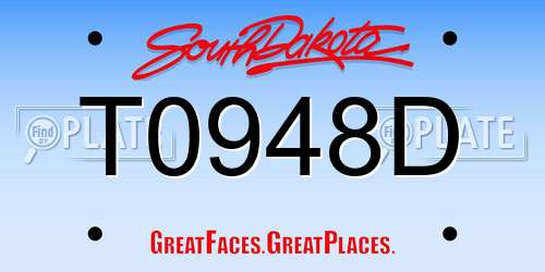 T0948D South Dakota License Plate