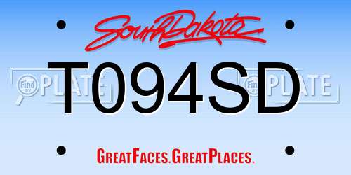 T094SD South Dakota License Plate