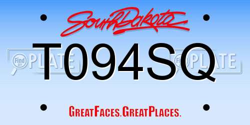 T094SQ South Dakota License Plate