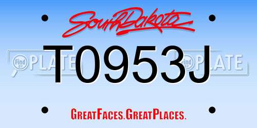 T0953J South Dakota License Plate