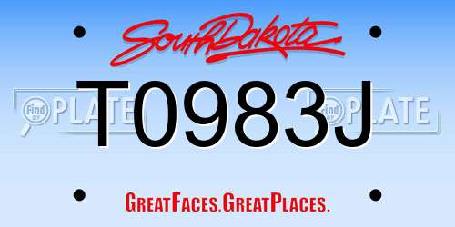T0983J South Dakota License Plate