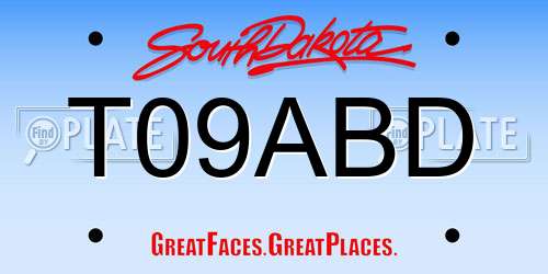 T09ABD South Dakota License Plate
