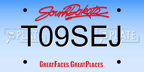 T09SEJ South Dakota License Plate