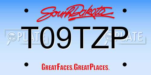 T09TZP South Dakota License Plate