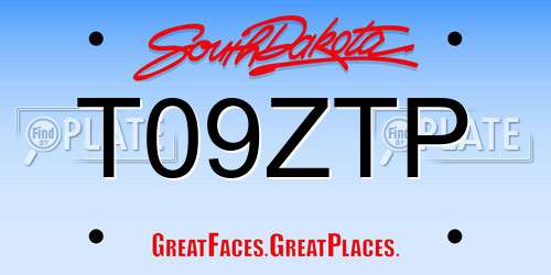 T09ZTP South Dakota License Plate