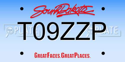 T09ZZP South Dakota License Plate