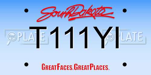 T111YI South Dakota License Plate