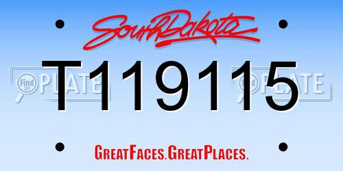 T119115 South Dakota License Plate