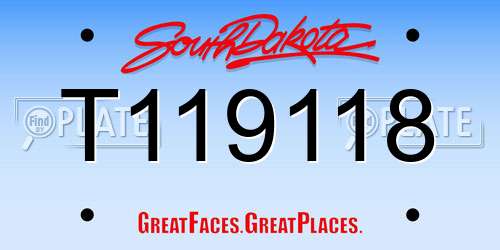 T119118 South Dakota License Plate