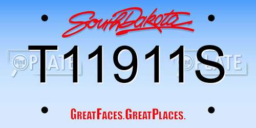 T11911S South Dakota License Plate