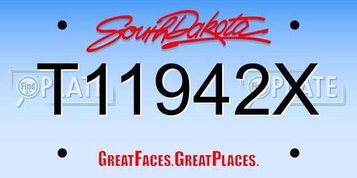 T11942X South Dakota License Plate