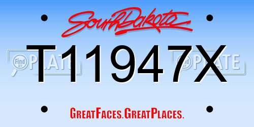 T11947X South Dakota License Plate