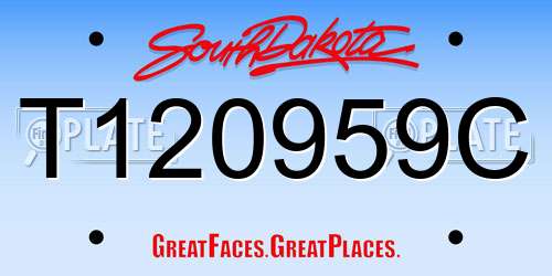 T120959C South Dakota License Plate