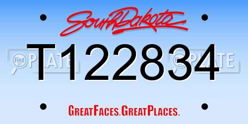 T122834 South Dakota License Plate
