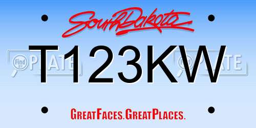 T123KW South Dakota License Plate