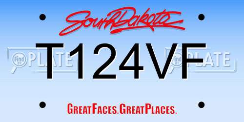 T124VF South Dakota License Plate