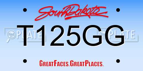 T125GG South Dakota License Plate
