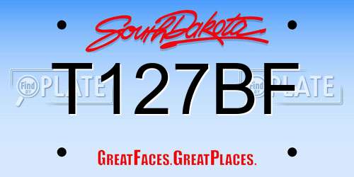 T127BF South Dakota License Plate
