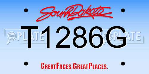 T1286G South Dakota License Plate