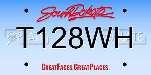 T128WH South Dakota License Plate