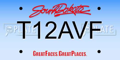 T12AVF South Dakota License Plate