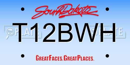 T12BWH South Dakota License Plate