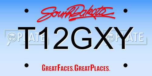 T12GXY South Dakota License Plate