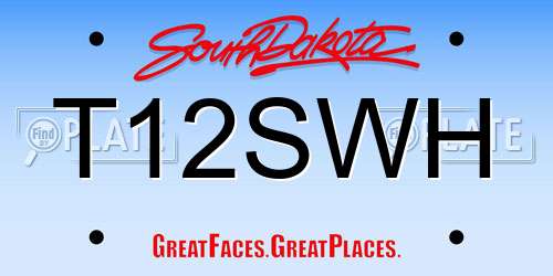 T12SWH South Dakota License Plate