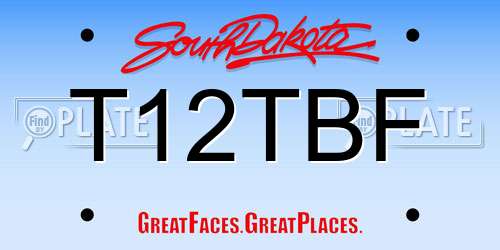 T12TBF South Dakota License Plate