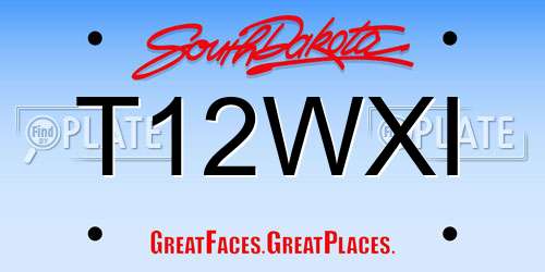 T12WXI South Dakota License Plate