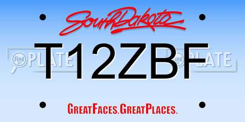 T12ZBF South Dakota License Plate