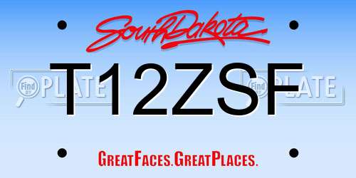 T12ZSF South Dakota License Plate