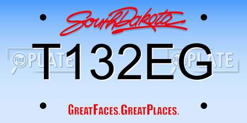 T132EG South Dakota License Plate