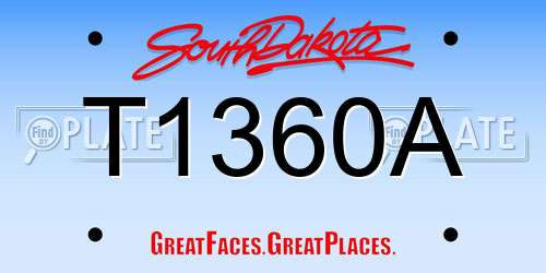 T1360A South Dakota License Plate