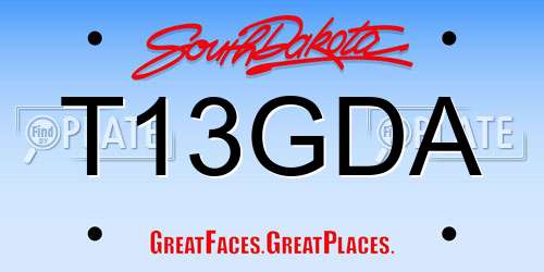 T13GDA South Dakota License Plate