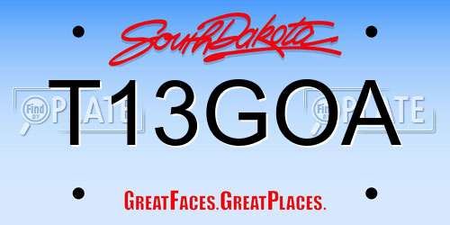 T13GOA South Dakota License Plate