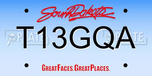 T13GQA South Dakota License Plate