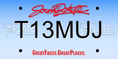 T13MUJ South Dakota License Plate