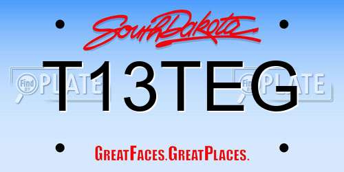 T13TEG South Dakota License Plate