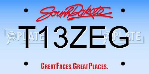 T13ZEG South Dakota License Plate