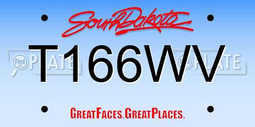 T166WV South Dakota License Plate