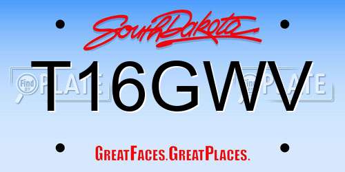 T16GWV South Dakota License Plate